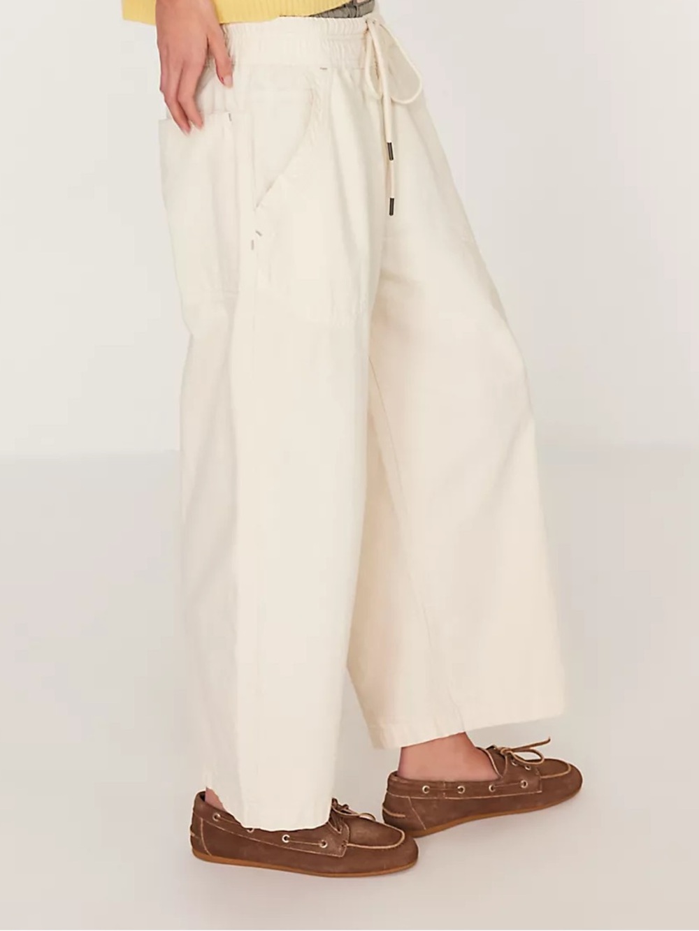 We The Free Wide Leg Drawstring Pants in Cream
